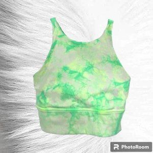 Cute Lululemon Energy Bra High Neck Shibori Tie Dye Lime Green & Yellow